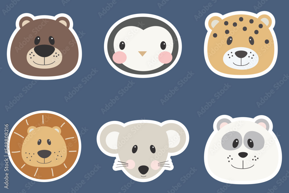 cute animals stickers set vector cute animals stickers set vector
