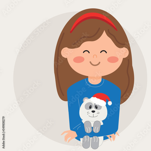 child with panda christmas 