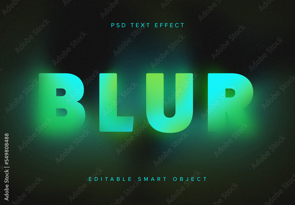 Green Blurry Text Effect Mockup Stock Template Adobe Stock