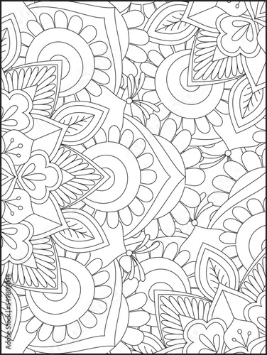 Flower Mandala Coloring Pages, Floral Mandala Coloring Pages, Pattern Coloring Page. Adult Coloring Page.