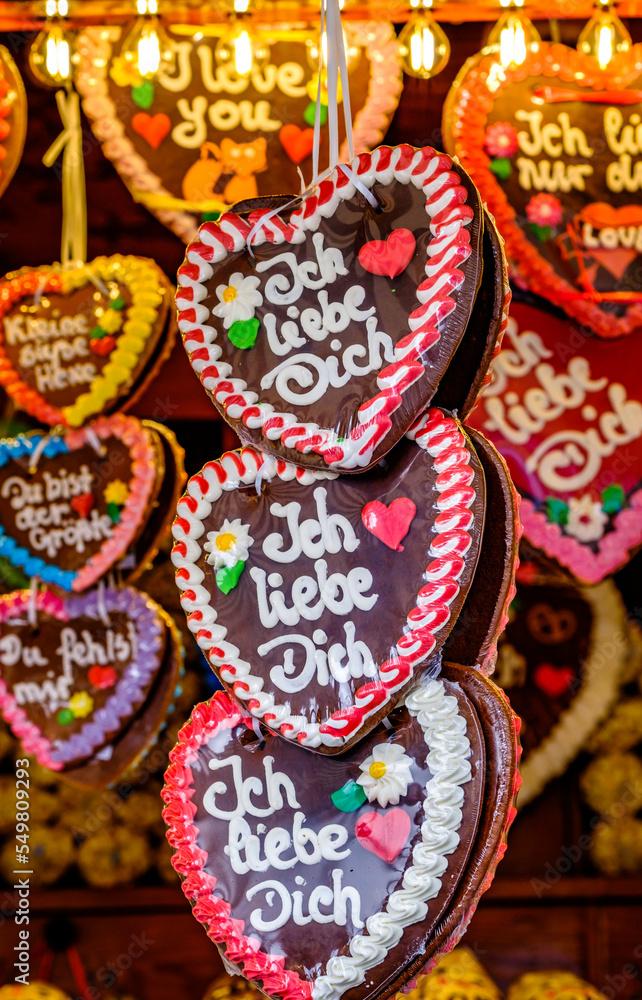 typical ginger bread heart at the oktoberfest