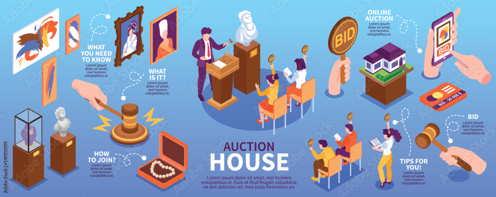 Auction Infographic Set Auction Infographic Set