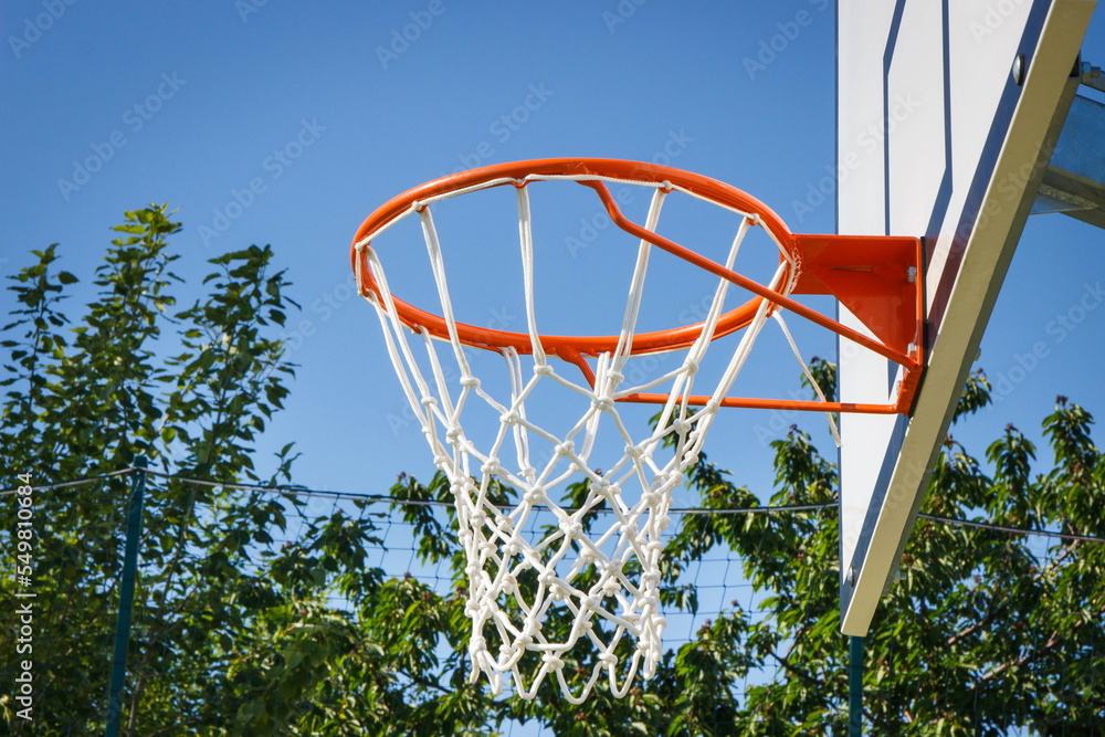 Basketball board with hoop. Sport and recreation time Basketball board with hoop. Sport and recreation time