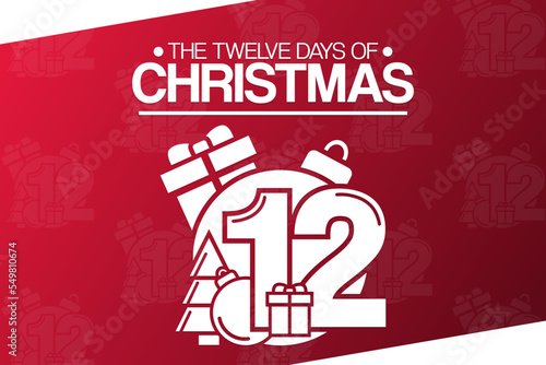 The Twelve Days of Christmas. Vector illustration. Holiday poster.