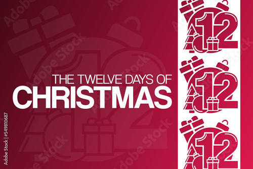 The Twelve Days of Christmas. Vector illustration. Holiday poster.