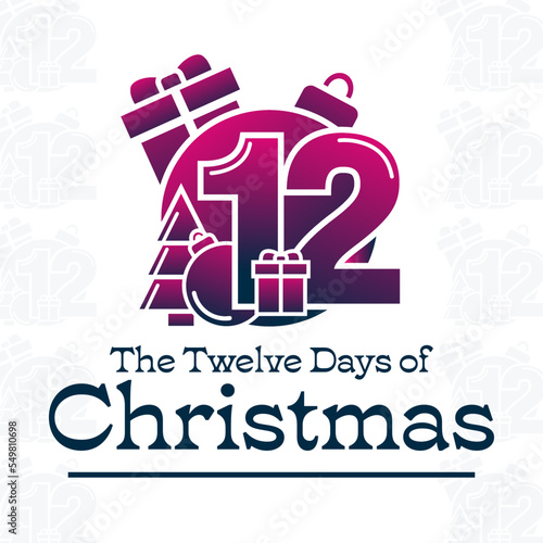 The Twelve Days of Christmas. Vector illustration. Holiday poster.