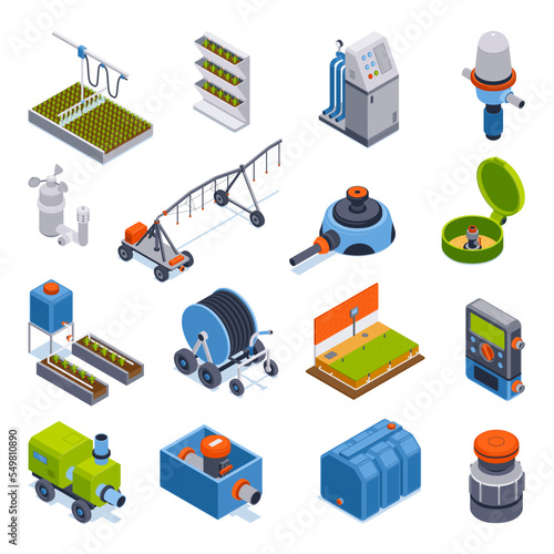 Irrigation Systems Isometric Icons