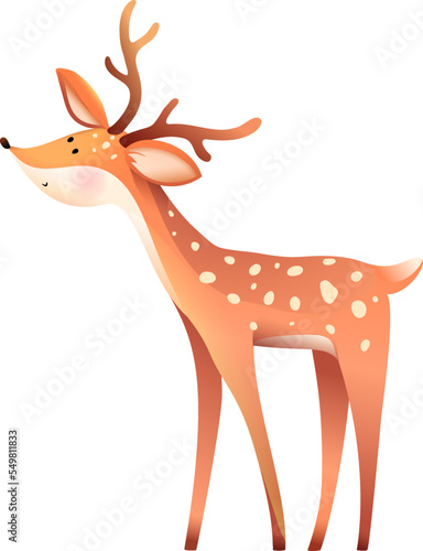 Obraz na płótnie Cute little deer or baby doe, drawing for children zoo