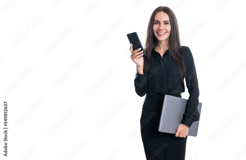 Happy businesswoman communicating in business with mobile phone. Mobile technology for business Happy businesswoman communicating in business with mobile phone. Mobile technology for business