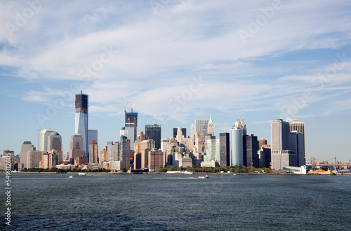 Lower Manhattan Panoramic View And Ferry Boats