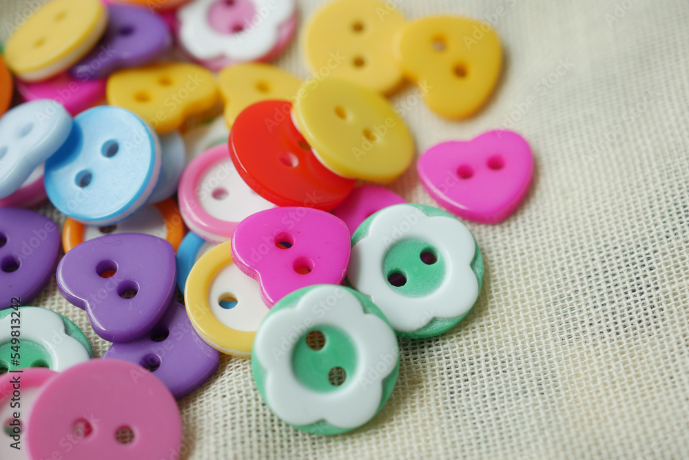 color Plastic buttons on white background color Plastic buttons on white background