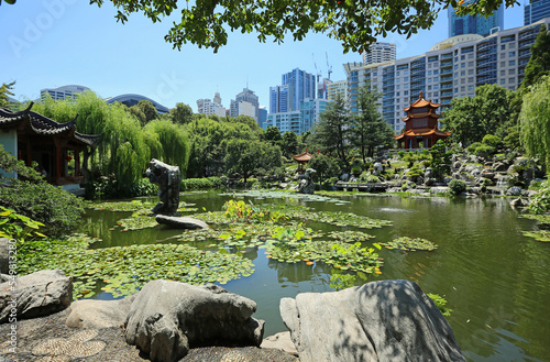 Photography Chinese Garden middle in the city, Sydney, Australia