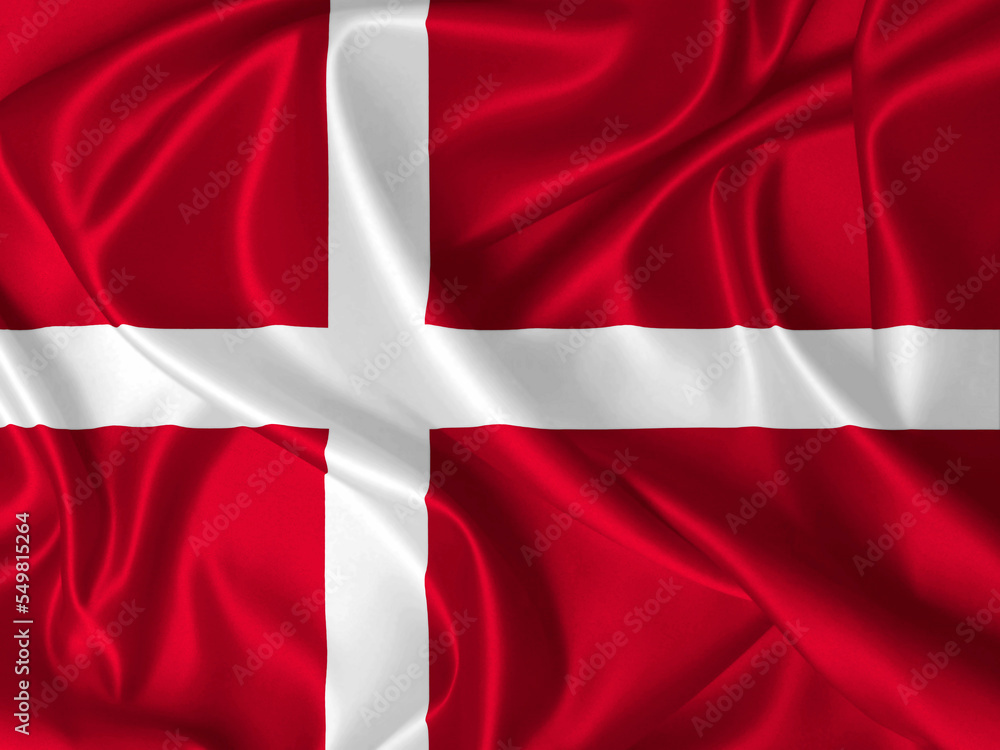 Denmark flag blowing in the wind on fabric texture Denmark flag blowing in the wind on fabric texture