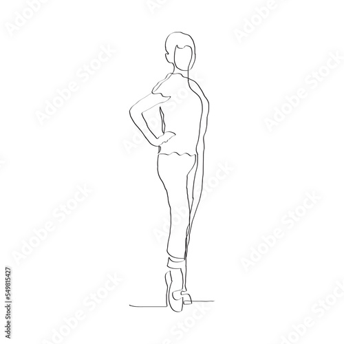 continuous line vector design of woman in style