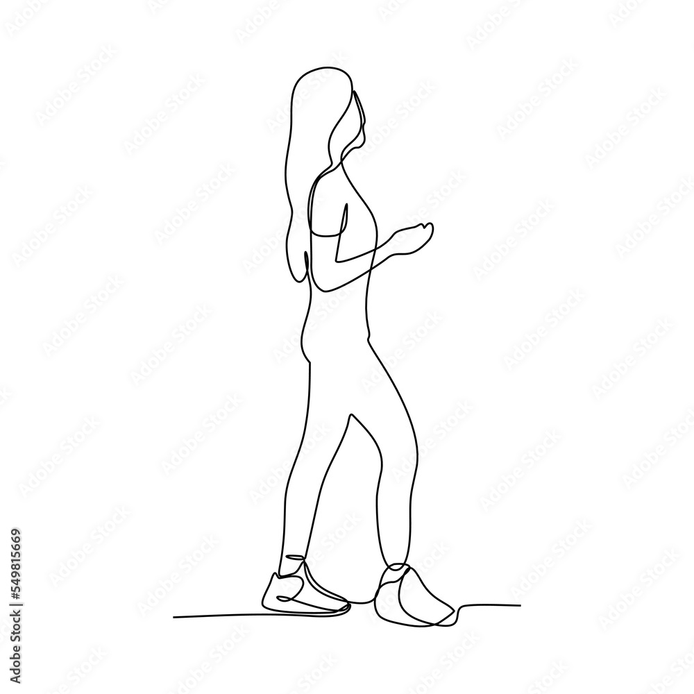 continuous line vector design of woman in style