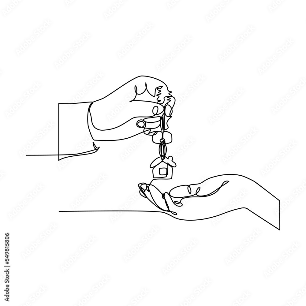 line vector design of hold hand holding key
