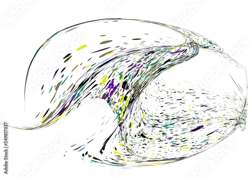 Multi-colored dust particles and debris, paint splashes, strokes are carried by the wind. Murmuration. Design template for the design of banners, posters. EPS 10