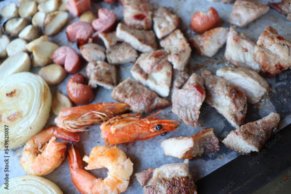 South Korea food. Korean bbq cook South Korea food. Korean bbq cook