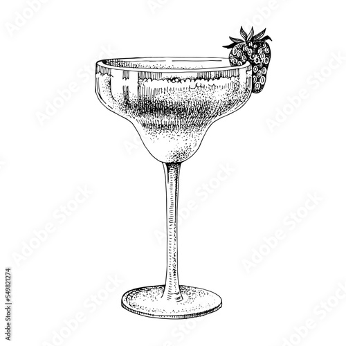 Illustration of a Strawberry daiquiri cocktail 