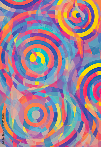Abstract random concentric circles and curves background