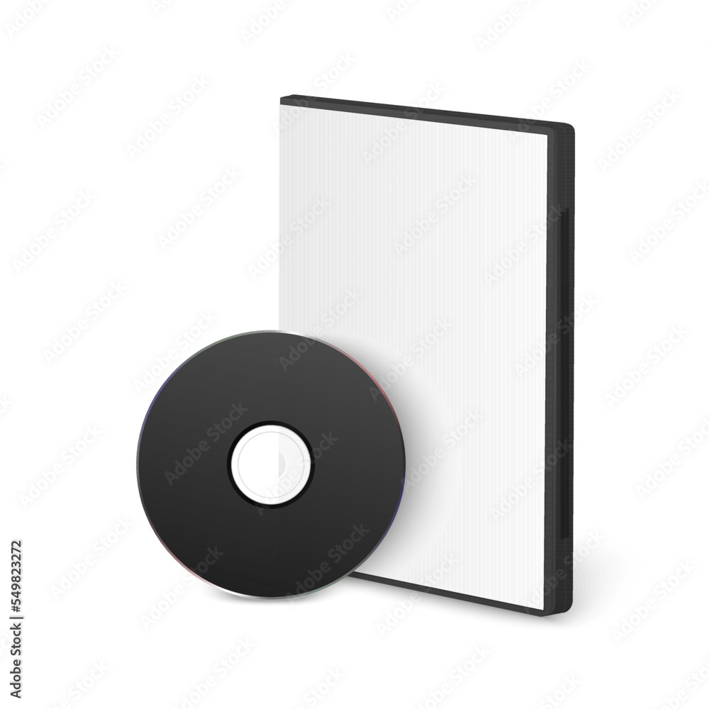 Vector 3d Realistic Black CD, DVD with Plastic Cover, Envelope, Case Isolated. CD Box, Packaging Design Template for Mockup. Compact Disk Icon, Front View Vector 3d Realistic Black CD, DVD with Plastic Cover, Envelope, Case Isolated. CD Box, Packaging Design Template for Mockup. Compact Disk Icon, Front View