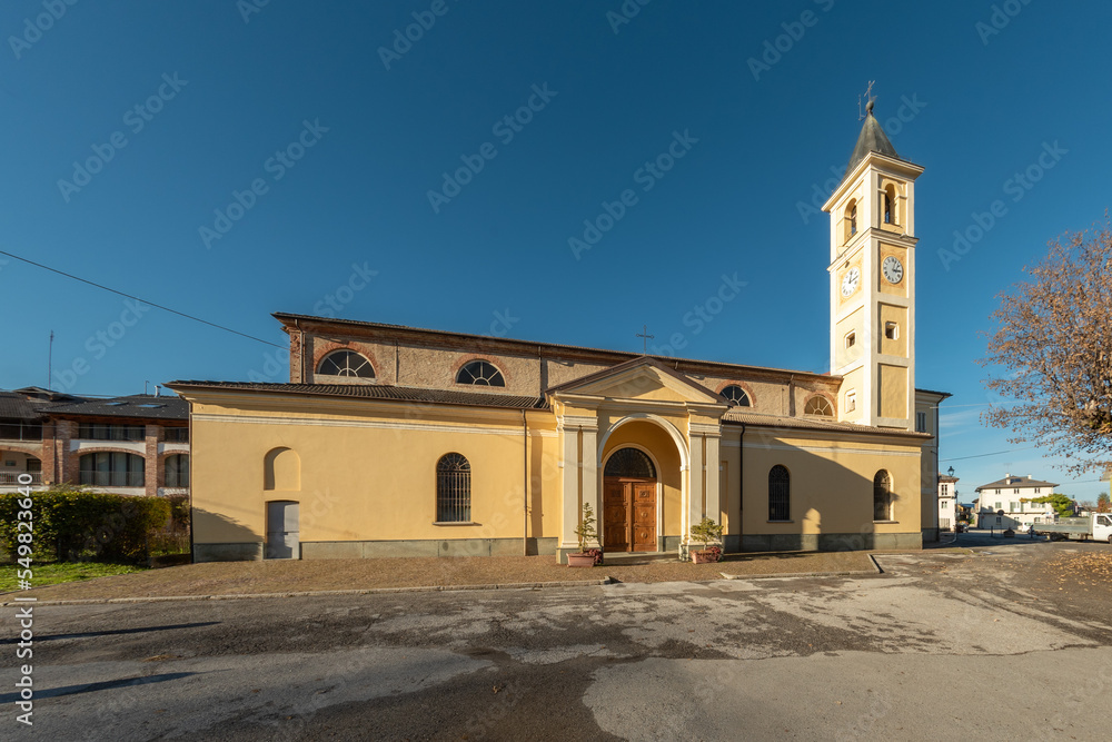Boves, Cuneo, Piedmont, Italy - November 22, 2022: Church of the Santissima Trinita (Holy Trinity) (15th century) called the old church because it was a parish church until 1675