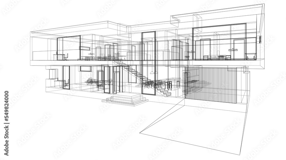 house building sketch architecture 3d illustration house building sketch architecture 3d illustration