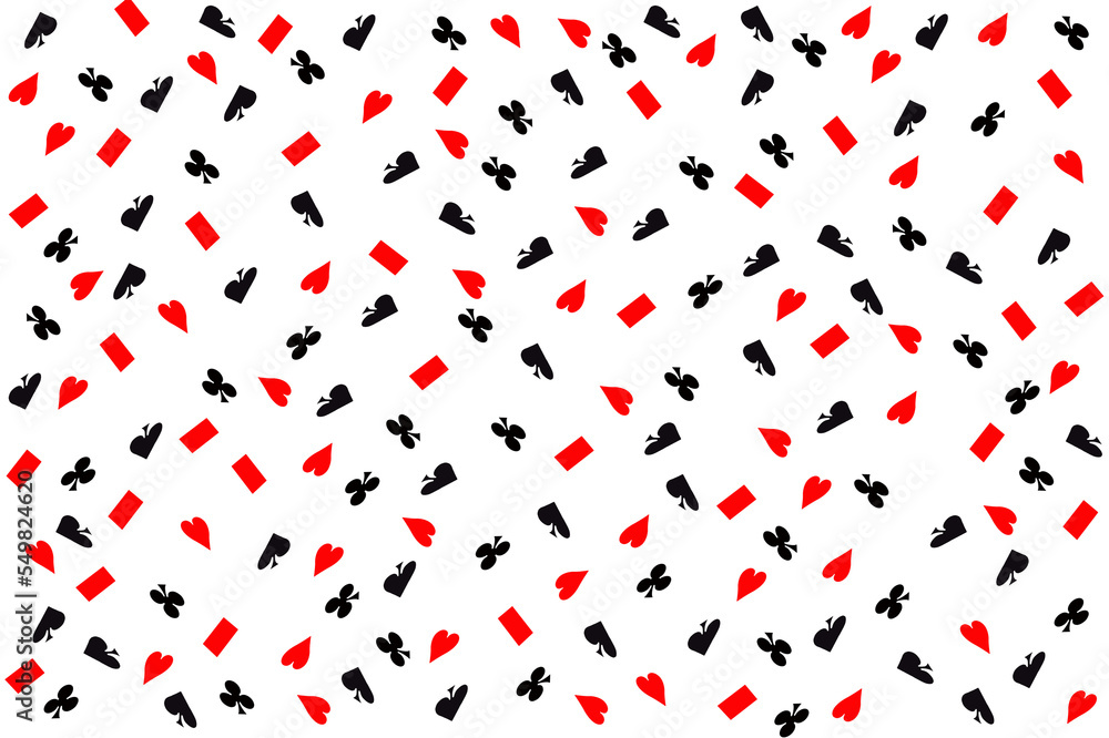 Transparent abstract background from a symbols of a casino playing cards.