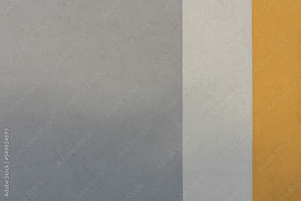 Fototapeta premium Minimalist abstract wallpaper with simple lines in yellow and grey, close up of a wall
