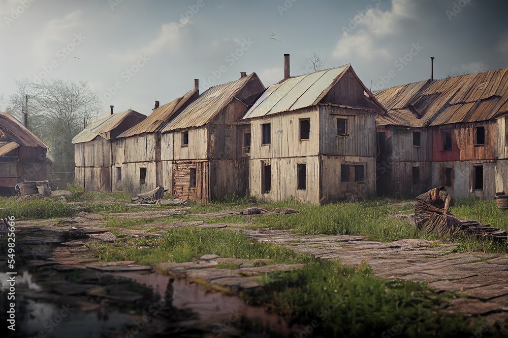 old houses in the village. Generative Ai.