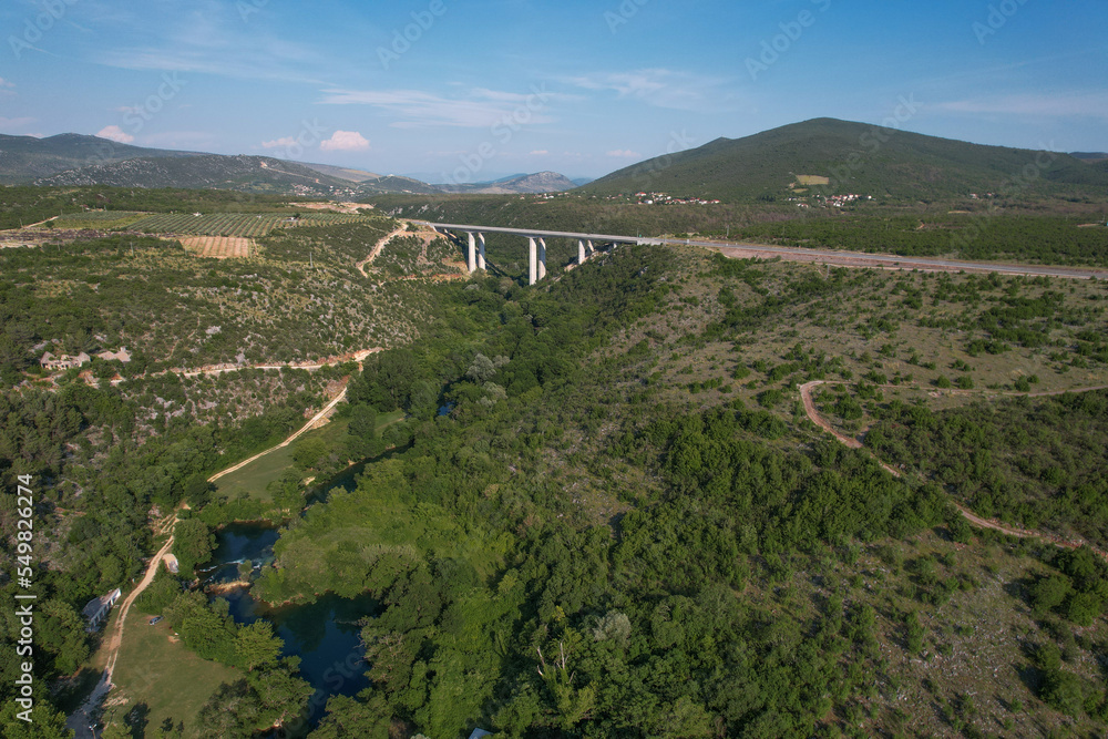 aerial view of road on the highway  in Bosnia and Herzegovina