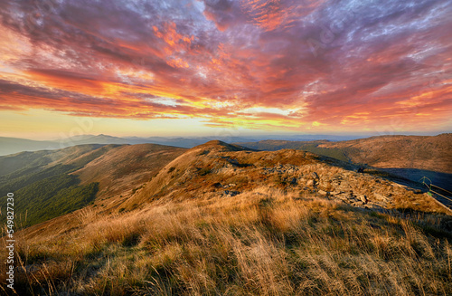 Fototapeta Naklejka Na Ścianę i Meble -  Landscape of Bieszczady mountains in autumn