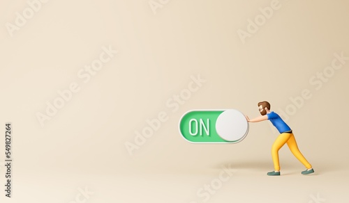 Tableau sur toile A businessman turning on an on off toggle switch. 3D Rendering