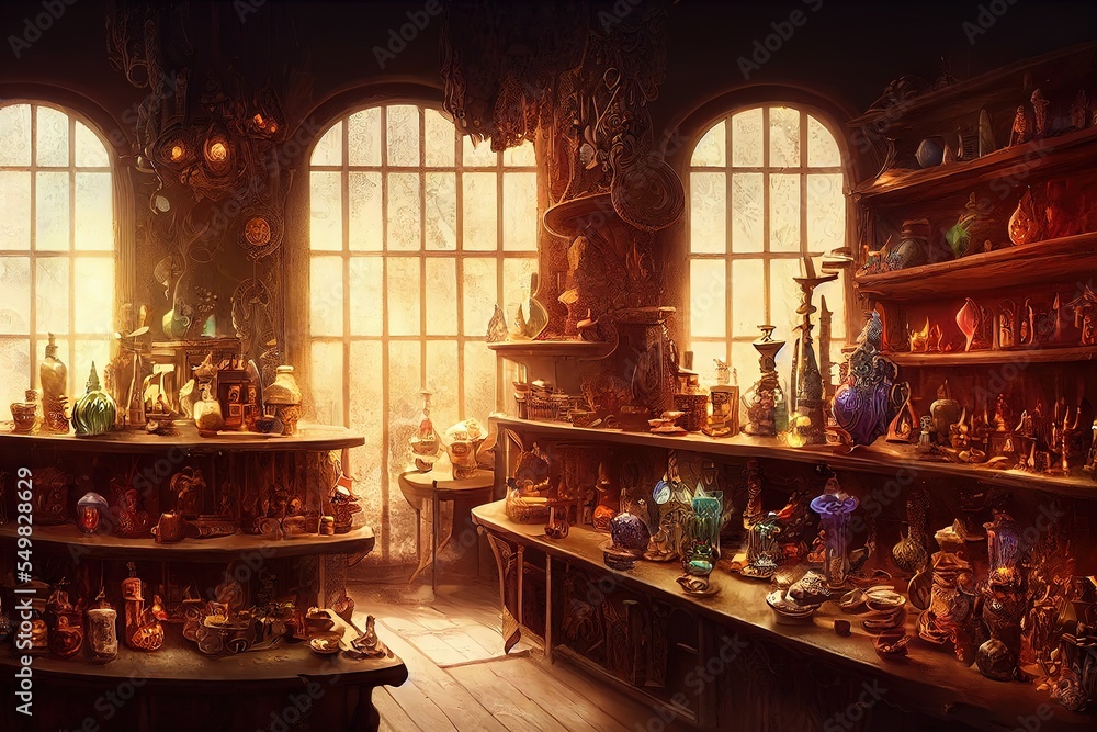 luxurious magical potion shop