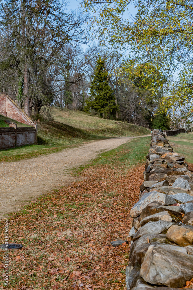 Strolling Along the Sunken Road on a Fall Day, Fredericksburg National Cemetery, Virginia USA, Fredericksburg, Virginia