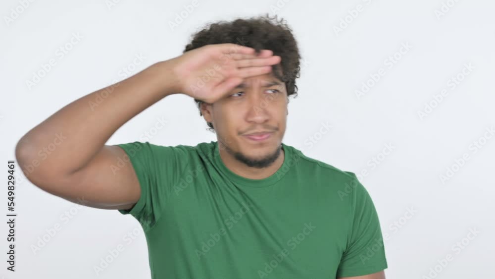 African Man Searching Opportunity on White Background African Man Searching Opportunity on White Background