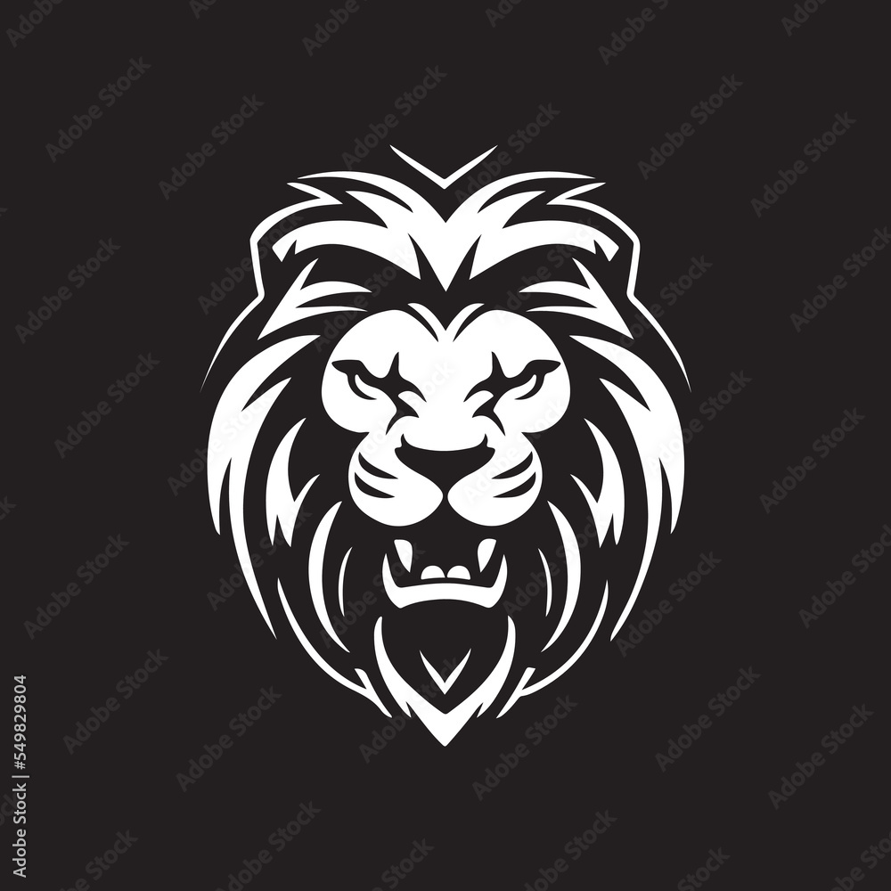 lion mascot logo , wildlife lion , black and white lion 