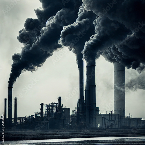 industry plant chimneys polluting the environment. Global warming concept