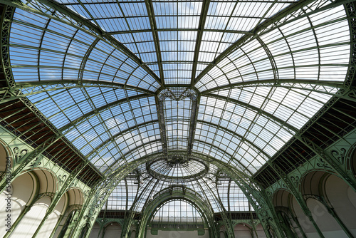 Huge palace and gallery with glass dome and roof  photo