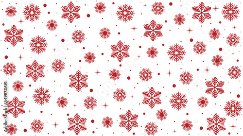 A red christmas background with snowflakes. Vector design for xmas holidays.
