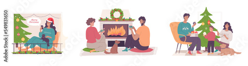 Different people celebrate Christmas holiday at home