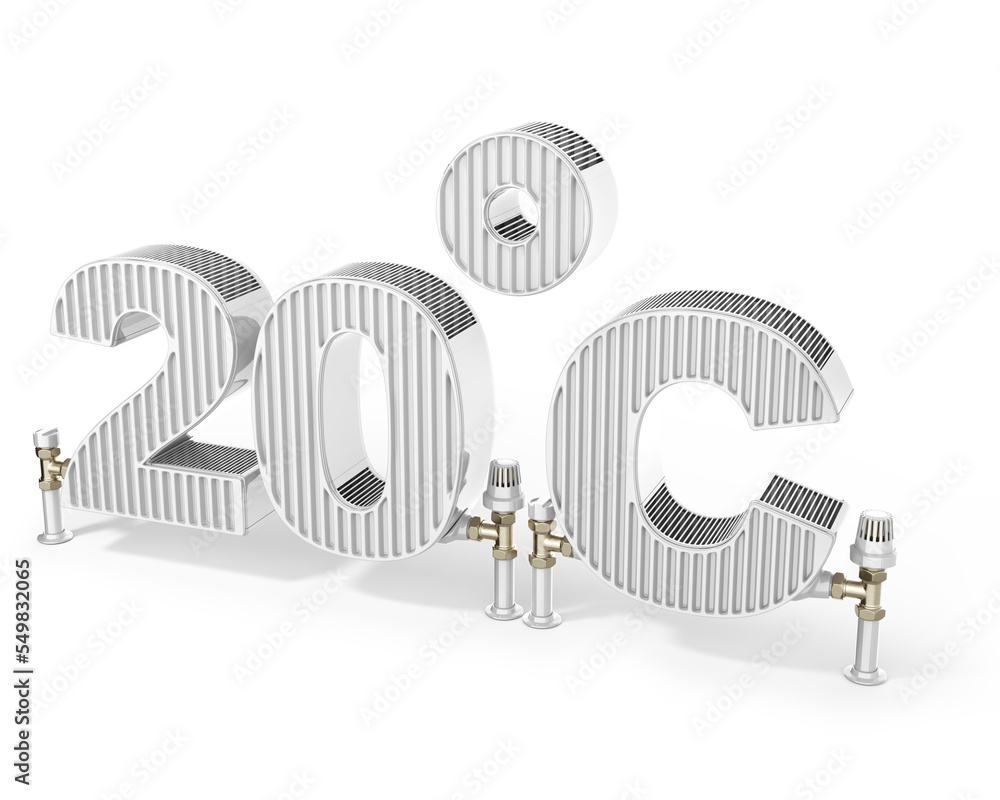 Energy resources concept. Battery in shape of 20 degrees Celsius sign on a white background. 3d illustration
