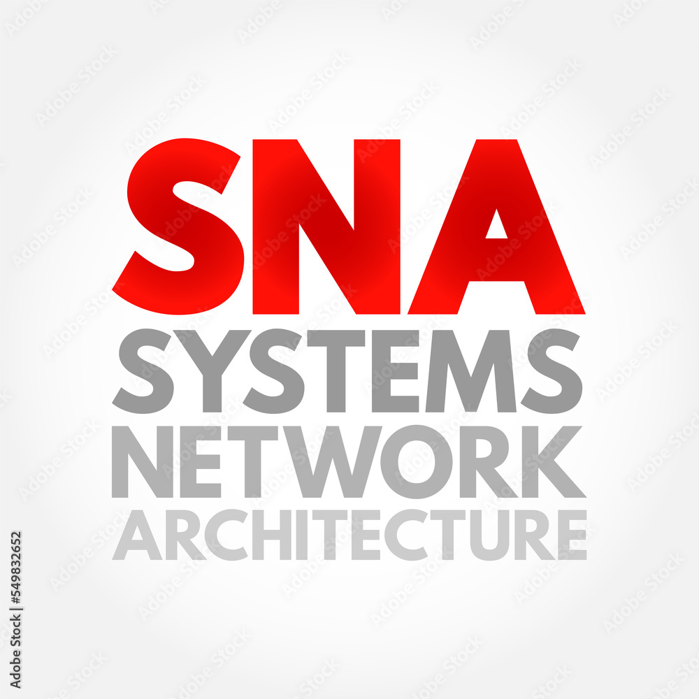 SNA Systems Network Architecture - complete protocol stack for interconnecting computers and their resources, acronym text concept background