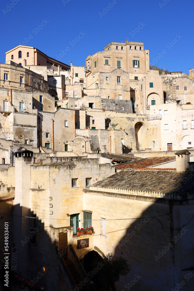 View of Matera, European cultural capital city in Italy and famous World Heritage site