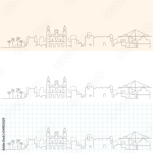Las Palmas Hand Drawn Profile Skyline