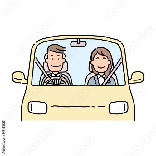 ビジネス_人物_男性_スーツ_車を運転する_助手席に女性