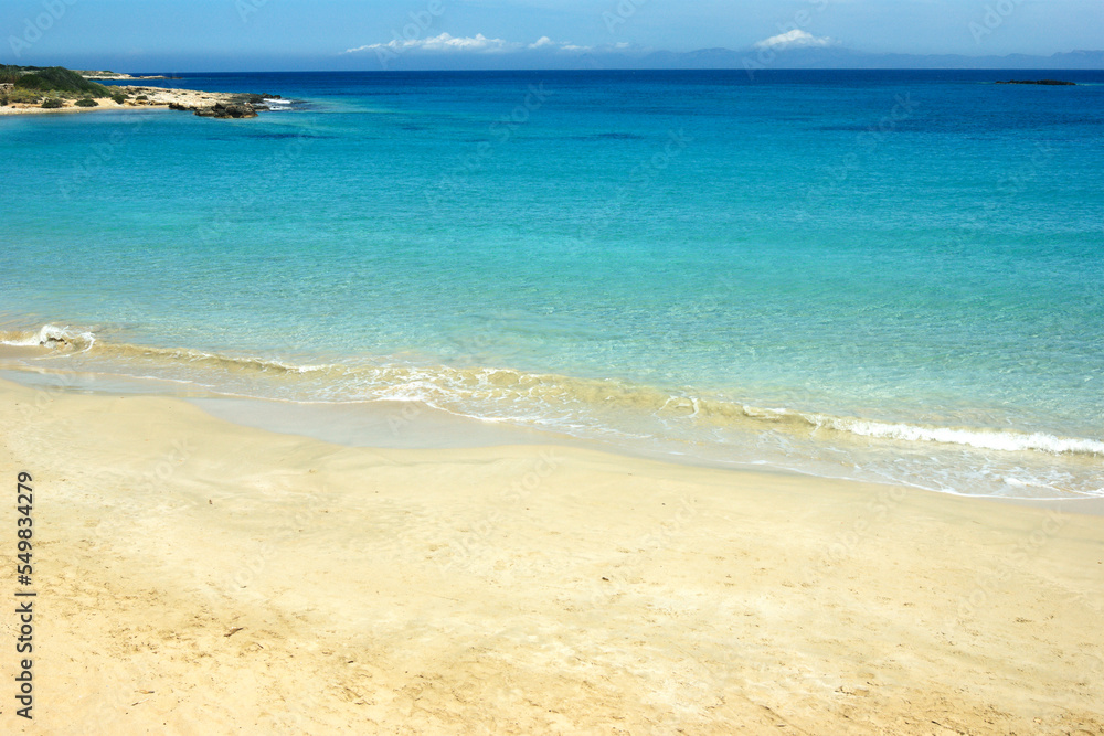 Shinoussa island Greece. Small, charming Greek island. Idyllic sandy beach. Shinoussa island Greece. Small, charming Greek island. Idyllic sandy beach.