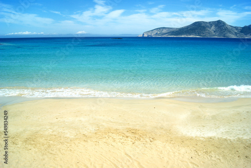 Shinoussa island Greece. Small, secluded Greek island. Idyllic sandy beach. photo