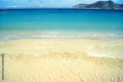 Shinoussa island Greece. Small, quiet Greek island. Idyllic sandy beach.