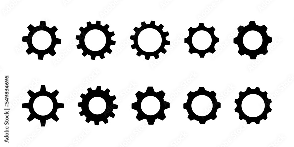 Gear icon flat design. Gears on a white background. Mechanism wheels logo. Vector illustration Gear icon flat design. Gears on a white background. Mechanism wheels logo. Vector illustration